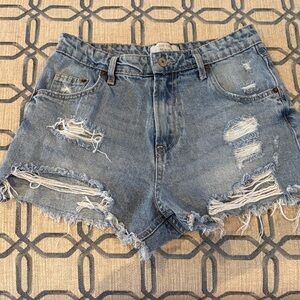 Love Tree Blue Distressed Jean Shorts